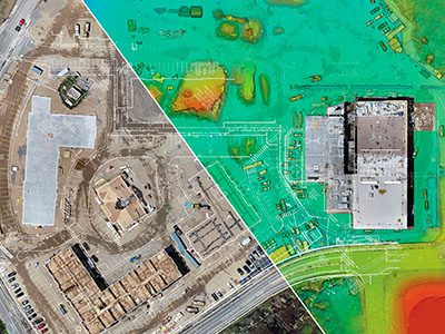 Drone capturing aerial imagery for mapping at Windover Construction's FMUV project.