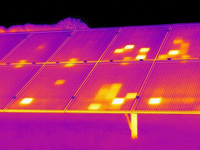 Infrared inspections for solar panels to assess performance and efficiency.